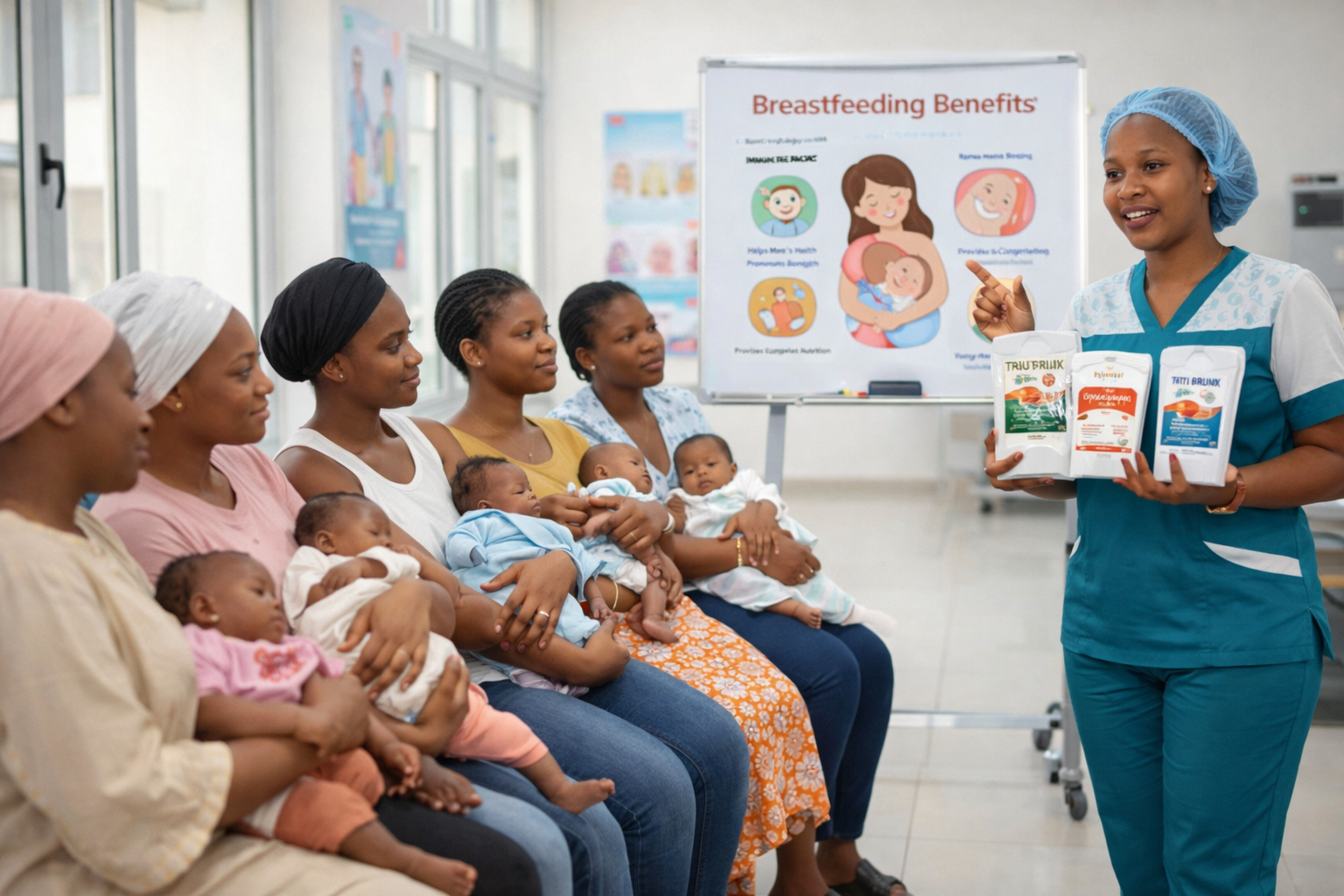 Nurse consulting with a mother and child